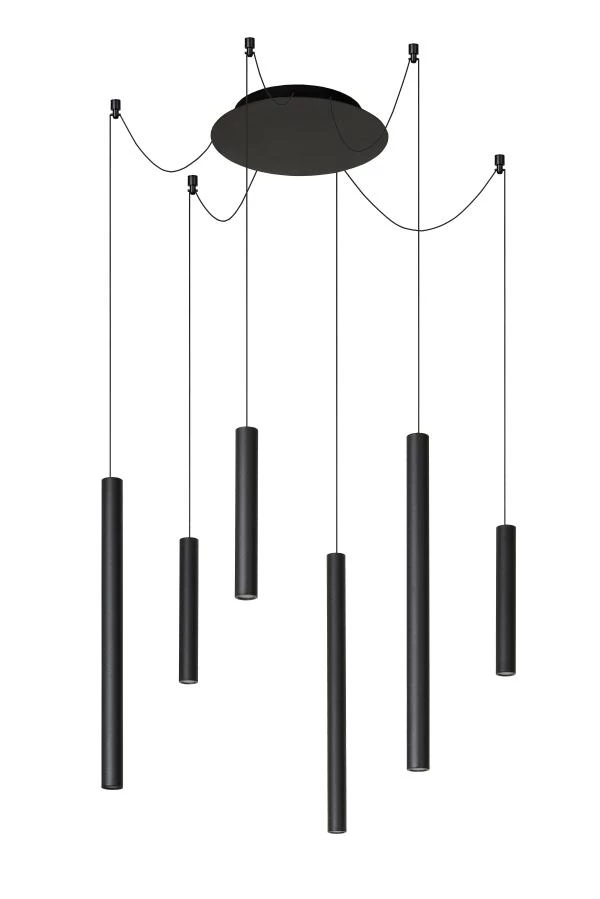 Lucide LORENZ - Hanglamp - LED Dimb. - 6x0,7W 3000K - Zwart - uit